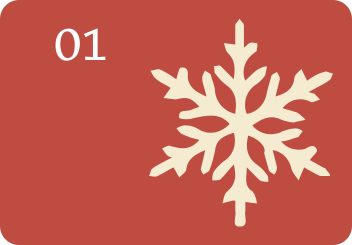 1ère case du calendrier de l'avent : un flocon de neige stylisé couleur crème